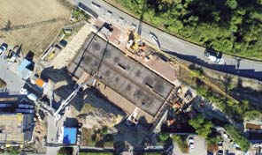 Luftbild von der Baustelle Auf Mont Apartments in Wincheringen 